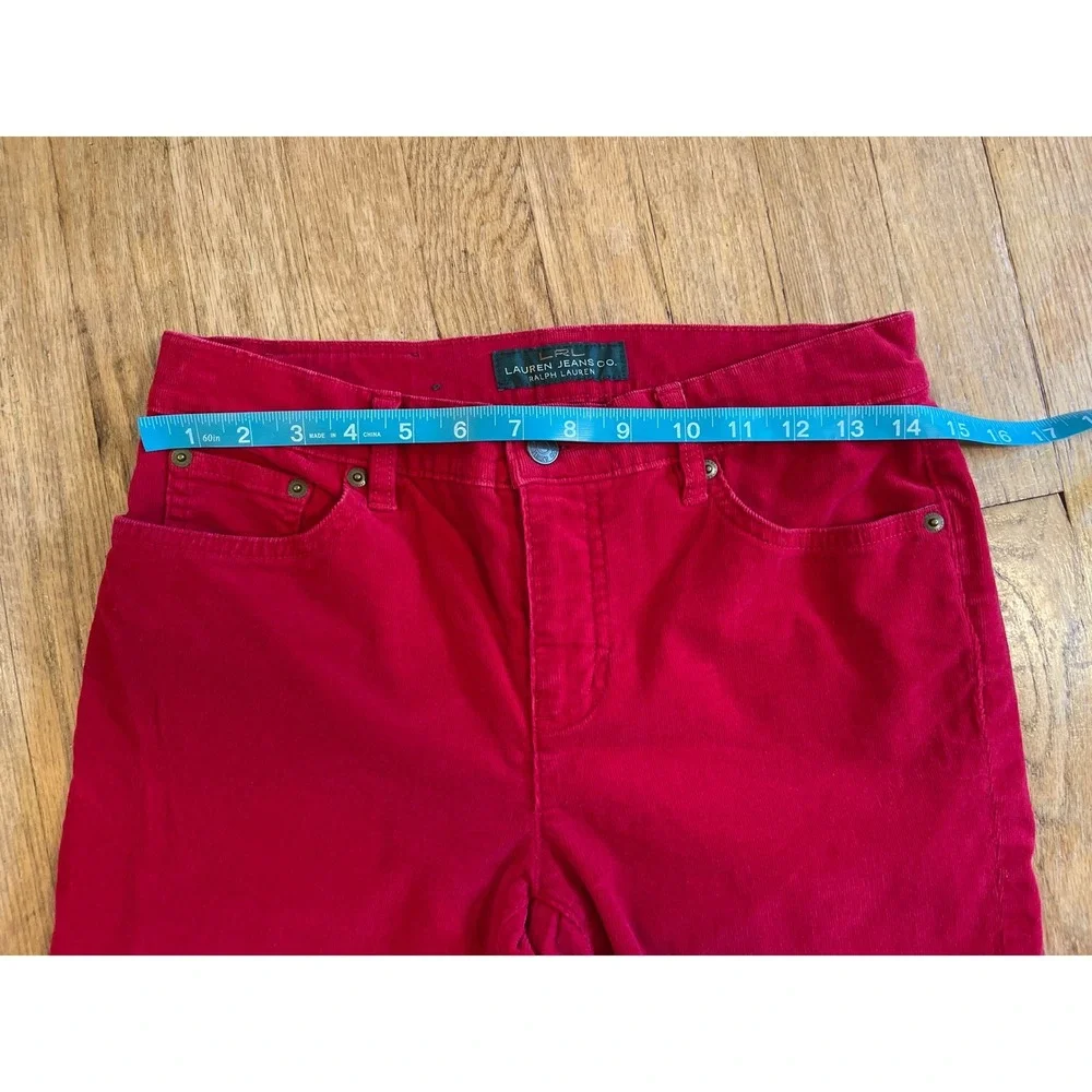Lauren Ralph Lauren Red Corduroy Pants Classic Straight Leg Size 4 Stretch